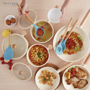 เบสิโค หม้ออะลูมิเนียมเคลือบเซรามิก Macaron Series รุ่น CH18-GPR ขนาด 18 ซม. สีครีม_thumbnail_6