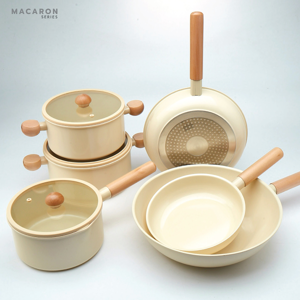 เบสิโค หม้ออะลูมิเนียมเคลือบเซรามิก Macaron Series รุ่น CH18-GPR ขนาด 18 ซม. สีครีม_thumbnail_7