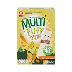 APPLE MONKEY Multi Puff Baked Brown Rice Mixed with Quinoa & Corn Stick Pumpkin & Carrot Flavor 25 g.