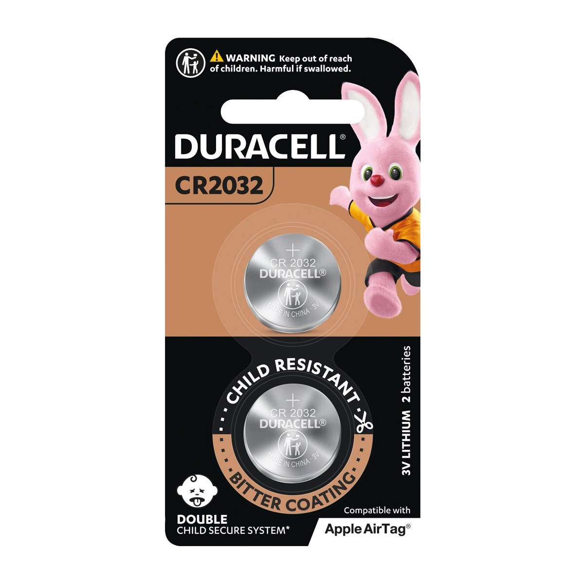 ดูราเซลล์ ถ่านกระดุมลิเธียม 3V รุ่น CR2032 x 2 ก้อน