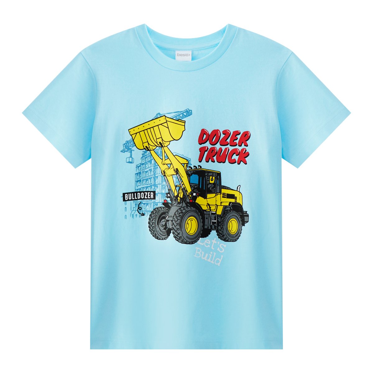 เบสิโค เสื้อยืดคอกลม พิมพ์ลายตรงอก สำหรับเด็กชาย รุ่น BVDS2406LB001 สีฟ้า