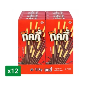 ทิคกี้ บิสกิตเคลือบครีมรสช็อกโกแลต 22 ก. แพ็ค 12
