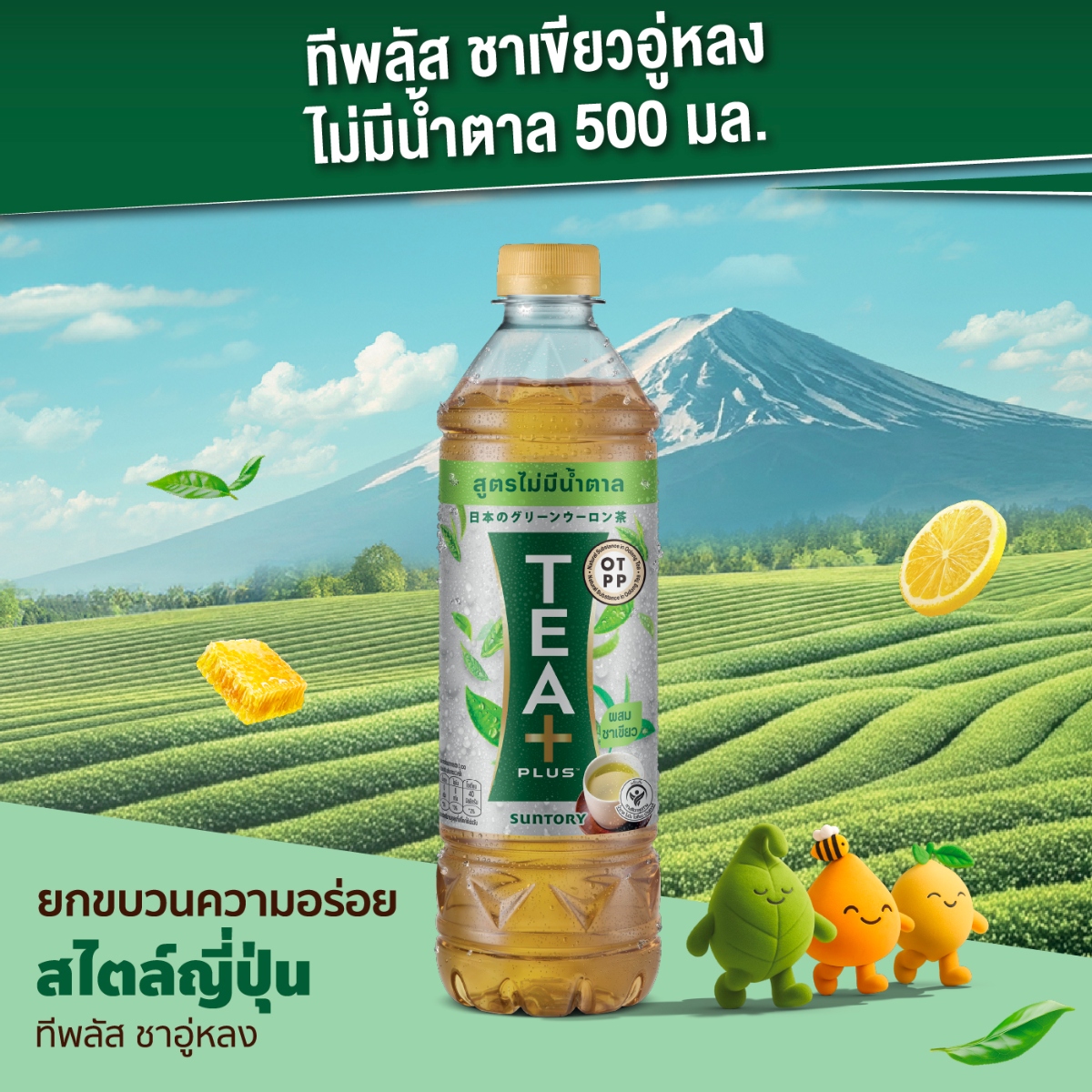 ทีพลัส ชาอู่หลง ผสมชาเขียว สูตรไม่มีน้ำตาล 500 มล._3