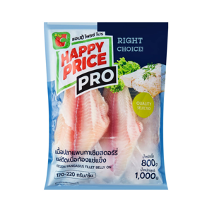 บิ๊กซี แฮปปี้ ไพรซ์ โปร เนื้อปลาเพนกาเซียสดอร์รี่แล่ติดเนื้อท้อง แช่แข็ง 800 ก.