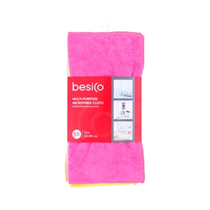 เบสิโค ผ้าไมโครไฟเบอร์อเนกประสงค์ ขนาด 30 x 30 ซม. แพ็ค 5 คละสี