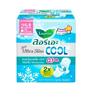 ลอรีเอะ ซูเปอร์ อัลตร้า สลิม คูล ผ้าอนามัยแบบมีปีก สำหรับกลางวัน 25 ซม. 14 ชิ้น