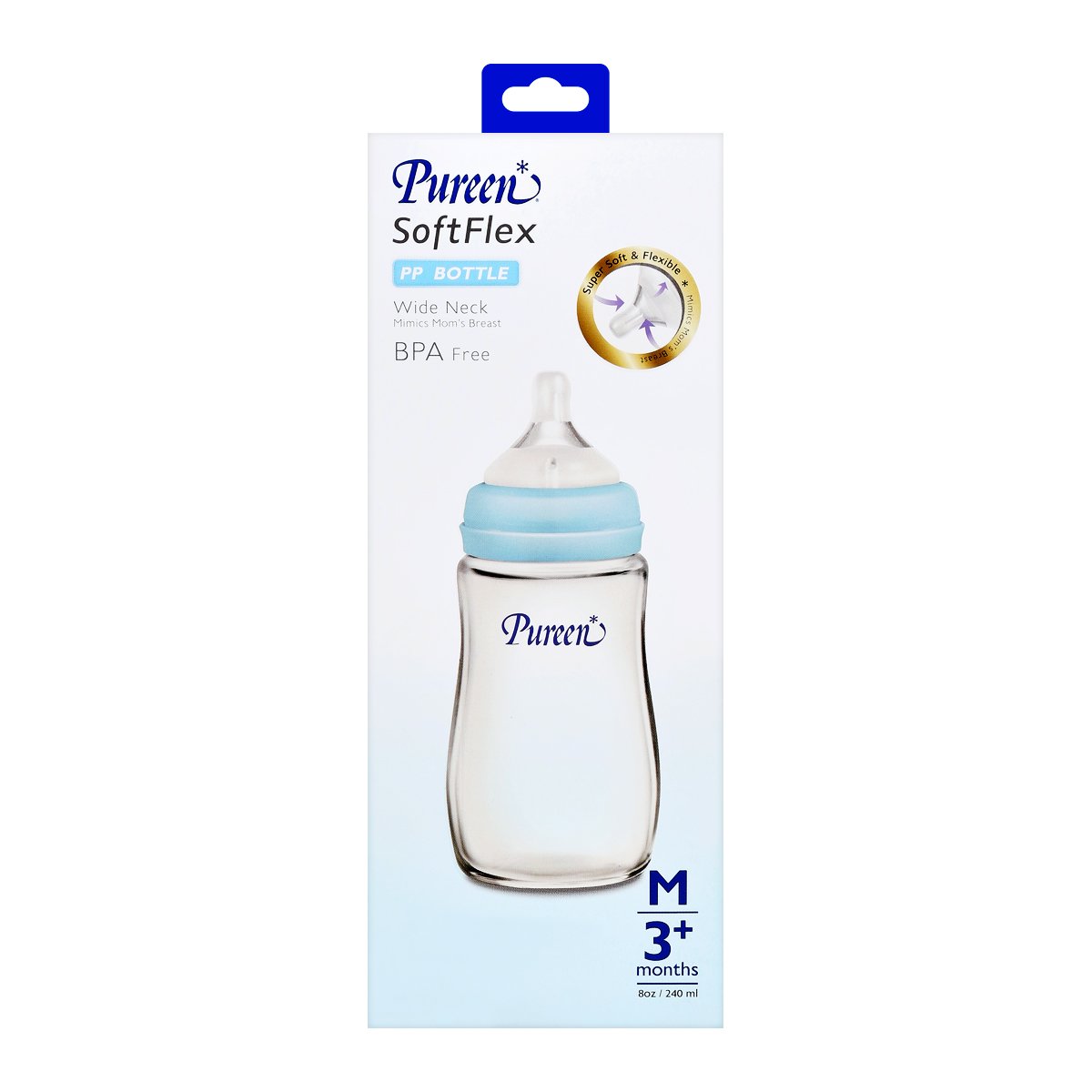 เพียวรีน ขวดนมคอกว้าง PP รุ่น ซอฟท์เฟล็กซ์ 31BFD036020 ขนาด 240 มล.