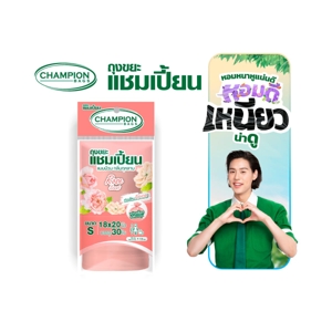 แชมเปี้ยน ถุงขยะแบบม้วน กลิ่นกุหลาบ ขนาด 18x20 นิ้ว 30 ใบ