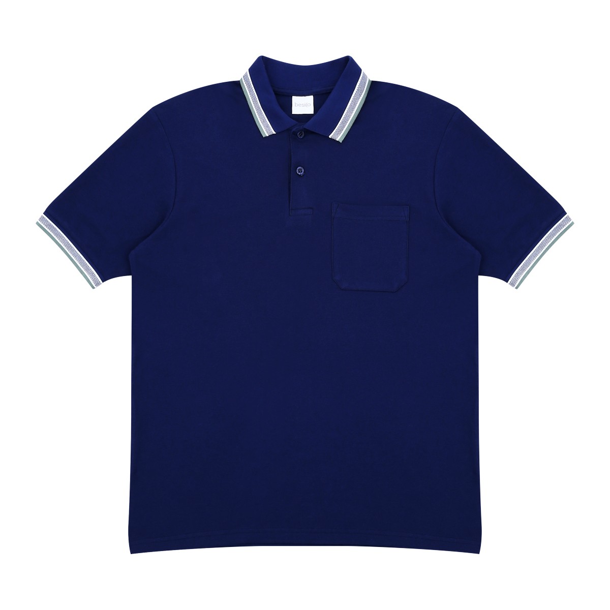 เบสิโค เสื้อโปโลคอปกริ้ว สำหรับผู้ชาย รุ่น FDNC24Q2MM001 สีกรมท่า