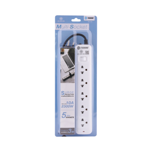 TOSHINO Power Strip Model SO-50 5 Outlets 1 Switch Cord Length 3 m.
