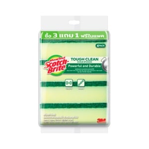 สก๊อตช์-ไบรต์ แผ่นใยขัดพร้อมฟองน้ำ 3 ชิ้น ฟรี 1 ชิ้น