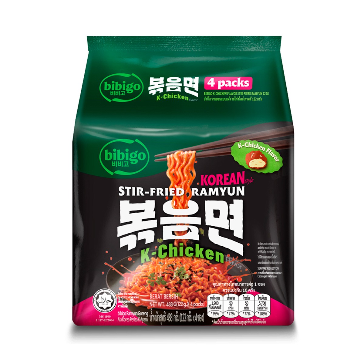 บิบิโก รามยอนแบบแห้ง รสไก่สไตล์เกาหลี 122 ก. แพ็ค 4