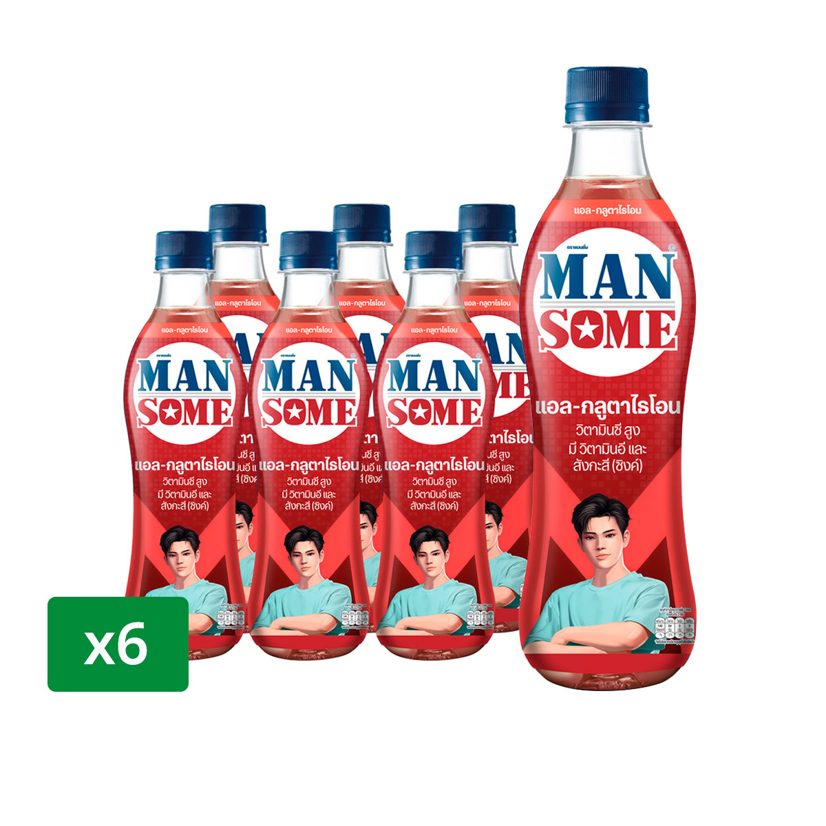 MANSOME Drink with Vitamin C & E L-Glutathione and Zinc 430 ml. Pack 6