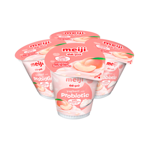 Meiji Yoghurt Peach Flavoured with Nata De Coco 135g. Pack 4