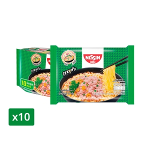 นิสชิน บะหมี่กึ่งสำเร็จรูป หมูสับ 60 ก. แพ็ค 10