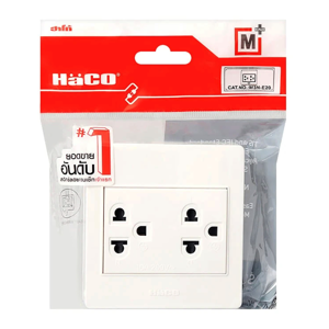 HACO 3-Pin 2-Channel Independent Sockets 16A with Switch Plate 87 x 90 x 25 mm.