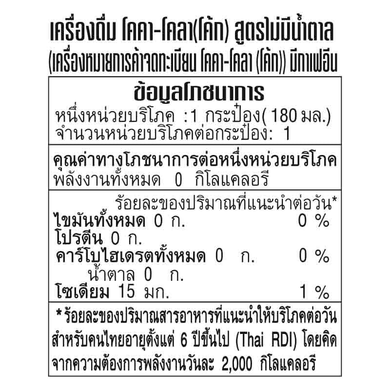 โค้ก น้ำอัดลม สูตรไม่มีน้ำตาล มินิแคน 180 มล._3