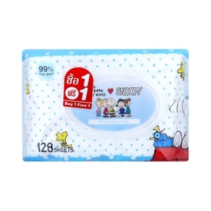พิม เบบี้ไวพ์ ฟราแกรนซ์ ฟรี แผ่นเช็ดทำความสะอาดสำหรับเด็ก 128 แผ่น แพ็ค 1+1_thumbnail
