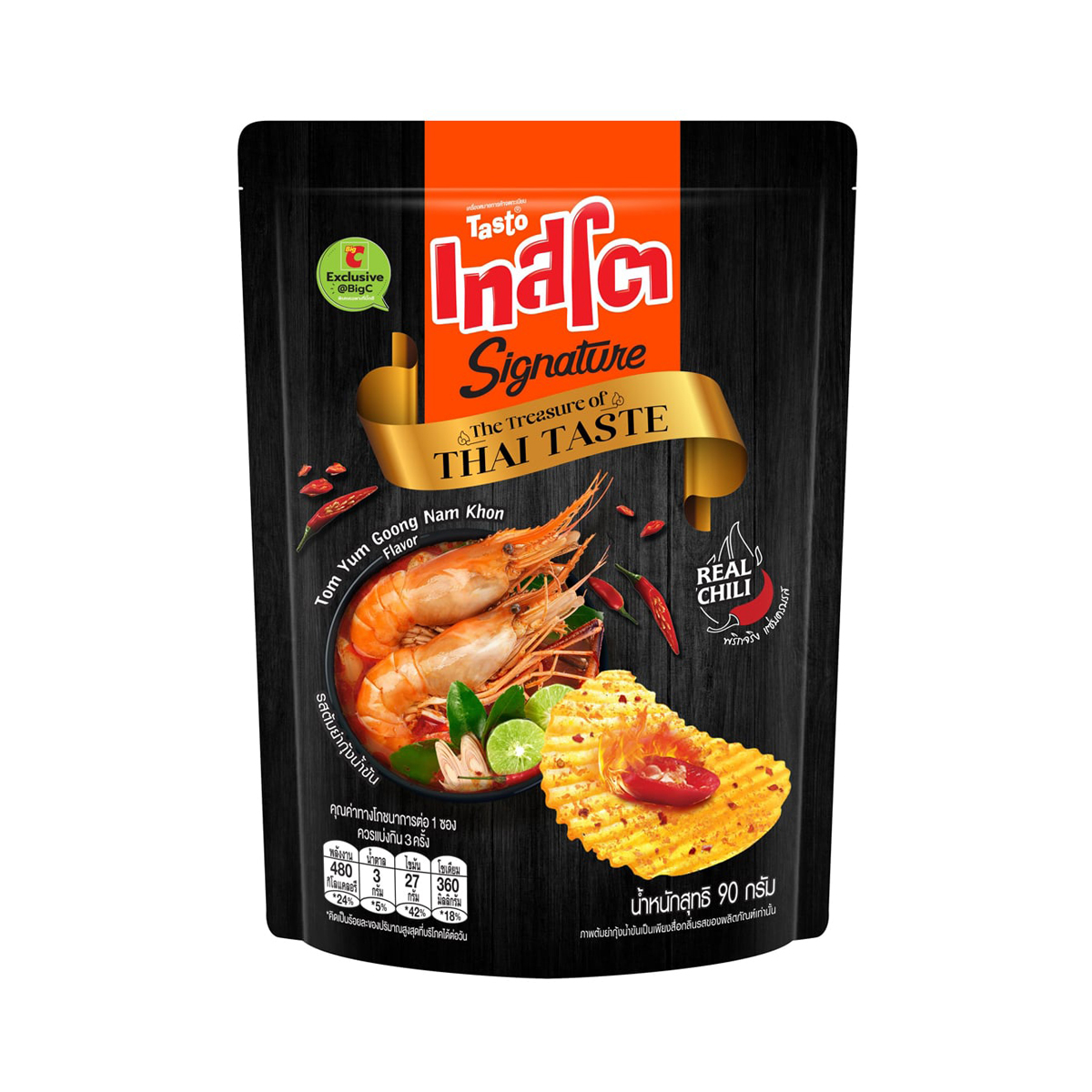 เทสโต ซิกเนเจอร์ มันฝรั่งแท้ทอดกรอบชนิดแผ่นหยัก รสต้มยำกุ้งน้ำข้น 90 ก.