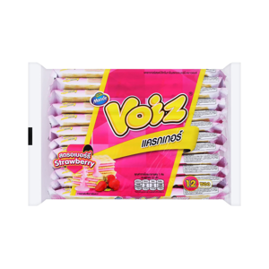 Voiz Crackers Stuffed Cream Strawberry Flavor Size 24 g. Pack 12