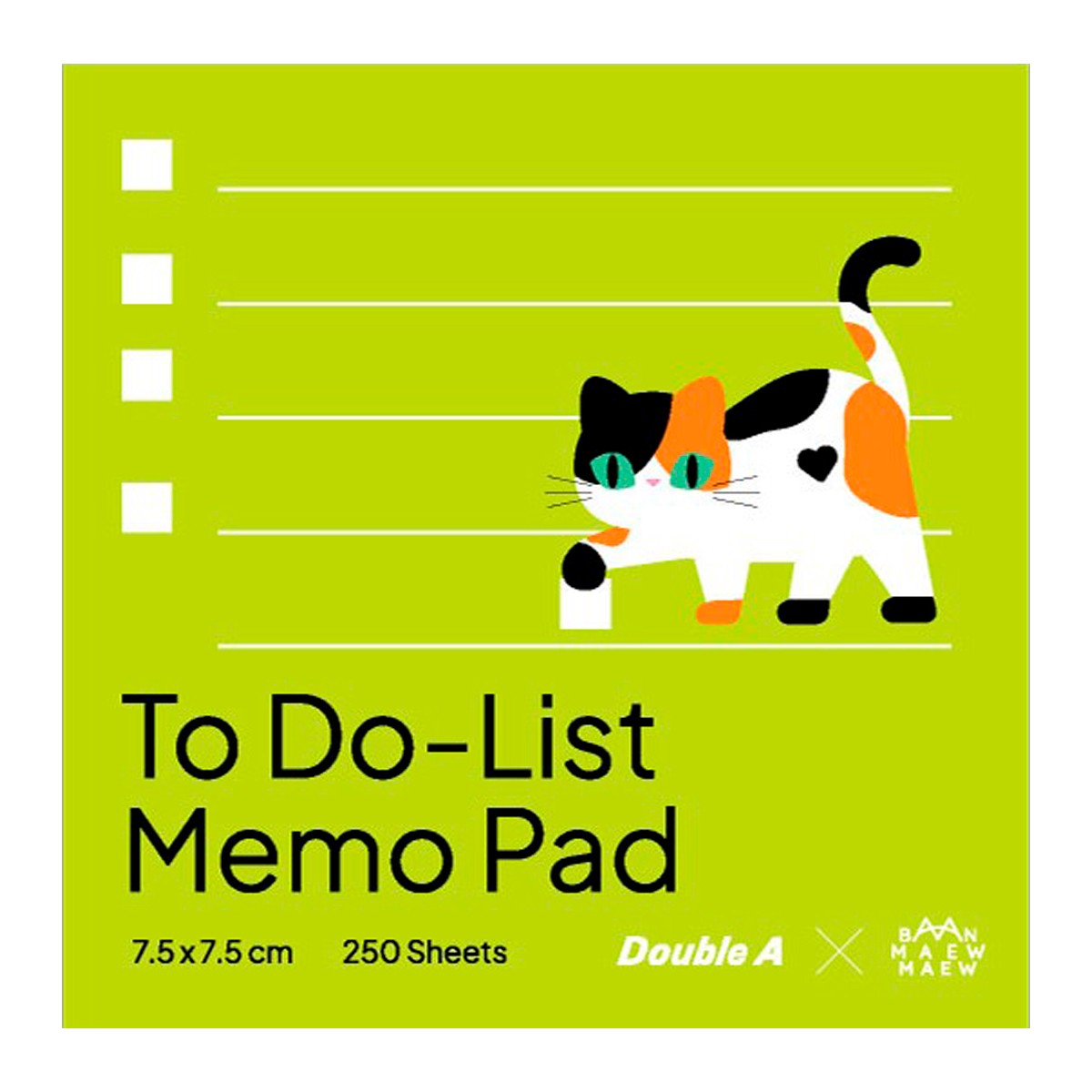 ดั๊บเบิ้ล เอ กระดาษโน้ตลายเส้น 80 แกรม 75 x 75 มม. 250 แผ่น