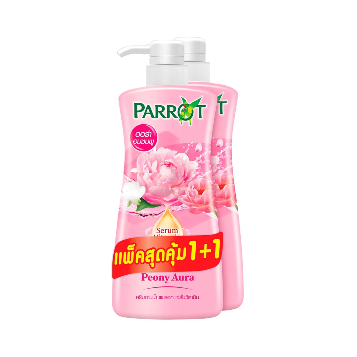PARROT Serum Vitamin Shower Cream Peony Aura 450 ml. Pack 1+1