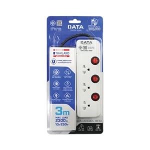 DATA Power Strip 3 Outlets 3 Switch & 3m. Cord Model HM3359M3W White Color