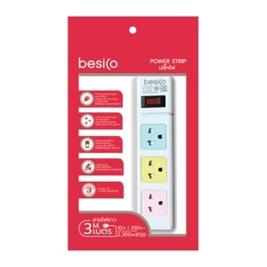 BESICO Plug 1 Switch 3 Outlet 3 m.