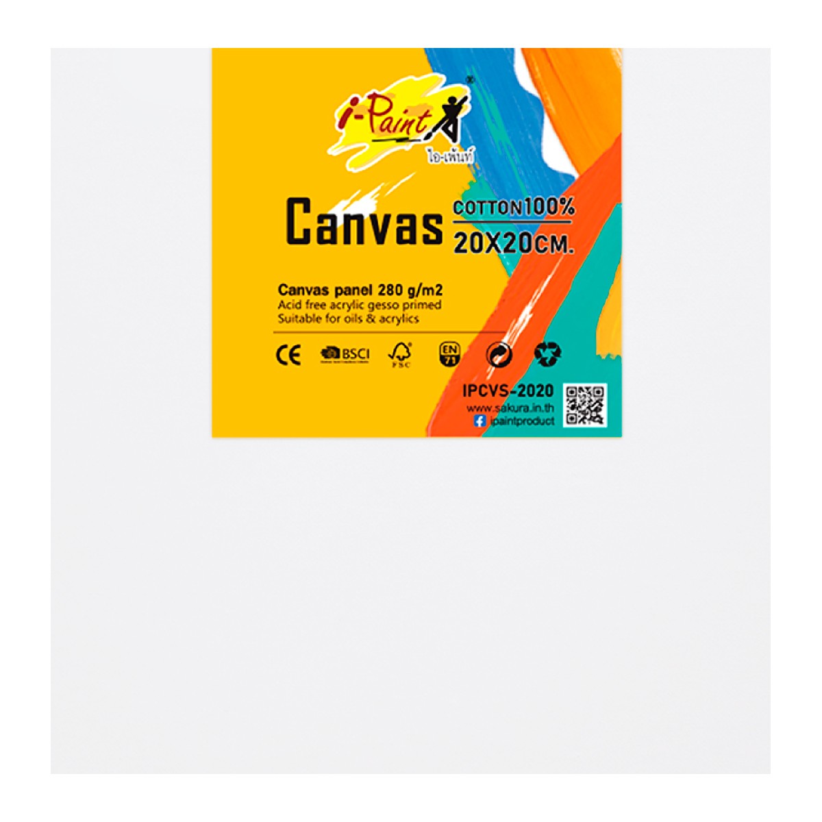 ไอ-เพ้นท์ เฟรมผ้าใบบาง 280 แกรม รุ่น IPCVS-2020 ขนาด 20 x 20 ซม. สีขาว