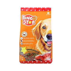 BINGO STAR Adult Dog Food 3 Mixed Smoked Salmon Flavour 1 kg.