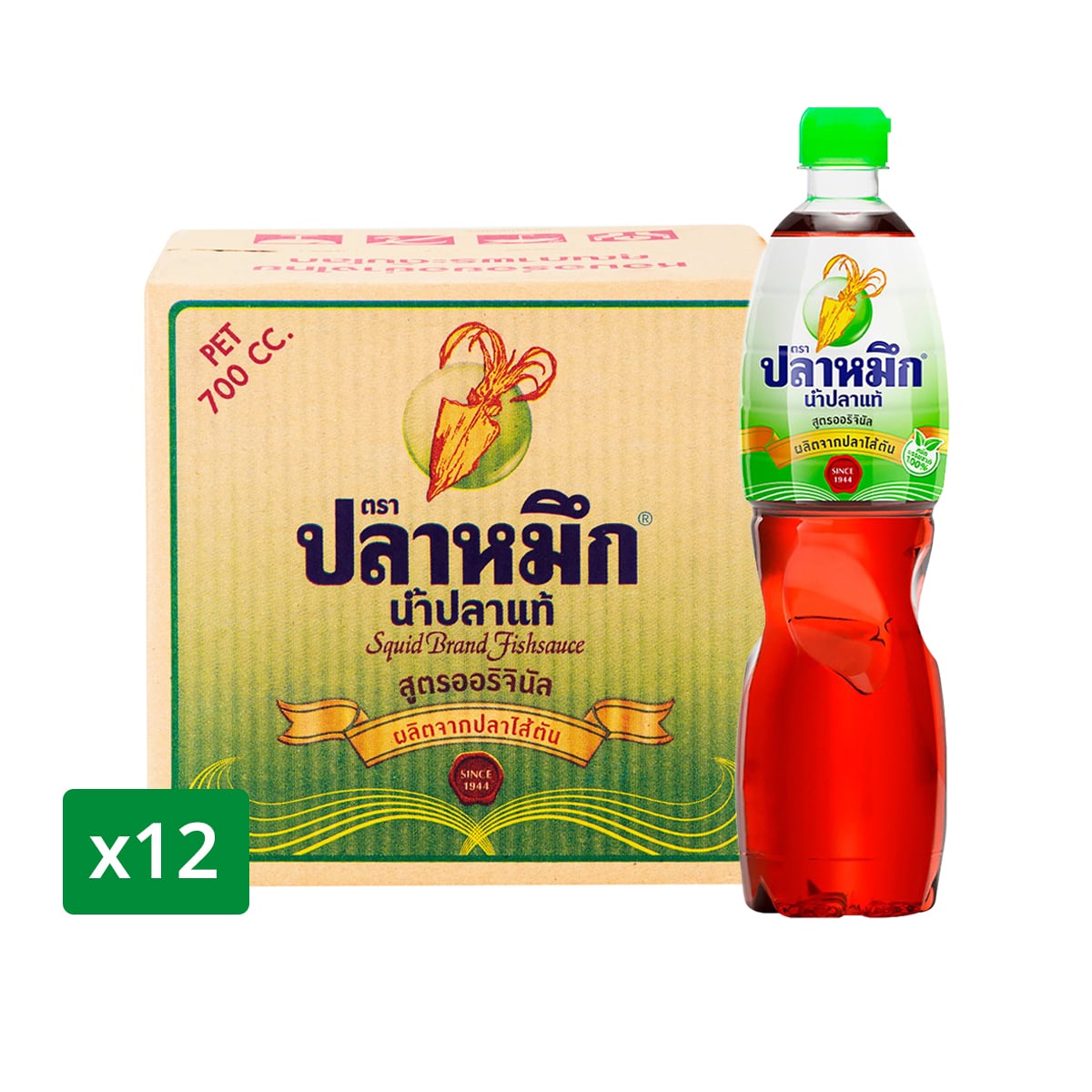 ปลาหมึก น้ำปลาแท้ ขวดเพ็ท 700 มล. แพ็ค 12