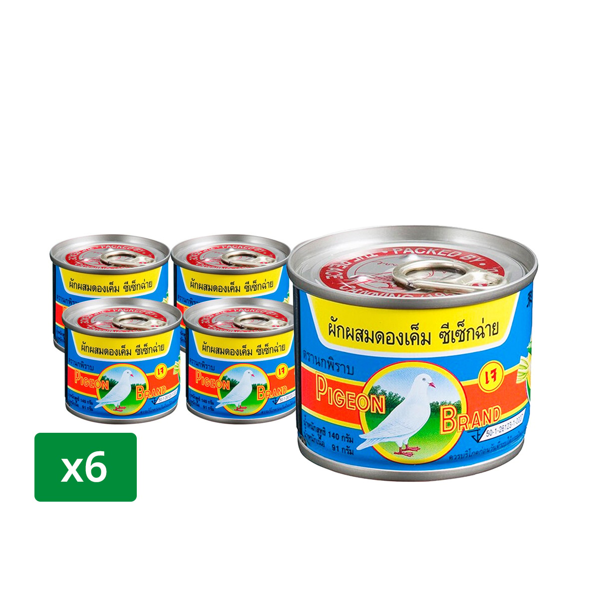 นกพิราบ ซีเซ็กฉ่าย ฝาดึง 140 ก. x 6 ชิ้น