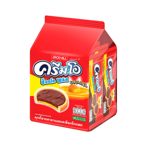 CREAM-O Choco Plus Crunchy Cookies with Caramel + Chocolate 13 g. Pack 12