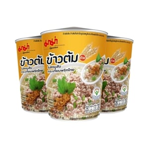 Mama Instant Rice Soup Minced Pork with Garlic and Pepper Flovour 35g. Pack 3