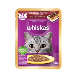 WHISKAS Pouch Wet Cat Food Grilled Saba Flavor 80 g.