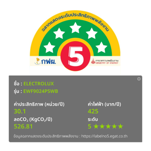 อีเลคโทรลักซ์ เครื่องซักผ้าฝาหน้า รุ่น EWF9024P5WB ขนาดความจุ 9 กก._thumbnail_3