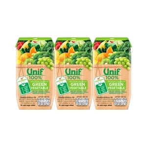 UNIF 100% Mixed Vegetable and Fruit Juice with Green Vegetable Juice 200 ml. Pack 3