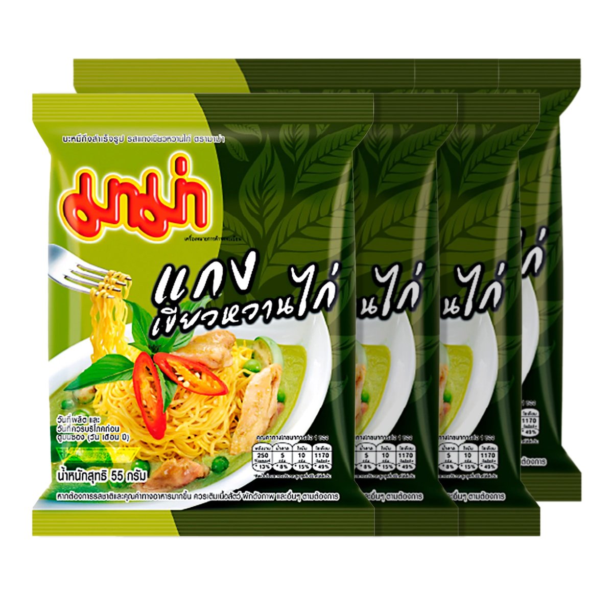 มาม่า บะหมี่กึ่งสำเร็จรูป รสแกงเขียวหวานไก่ 55 ก. แพ็ค 6