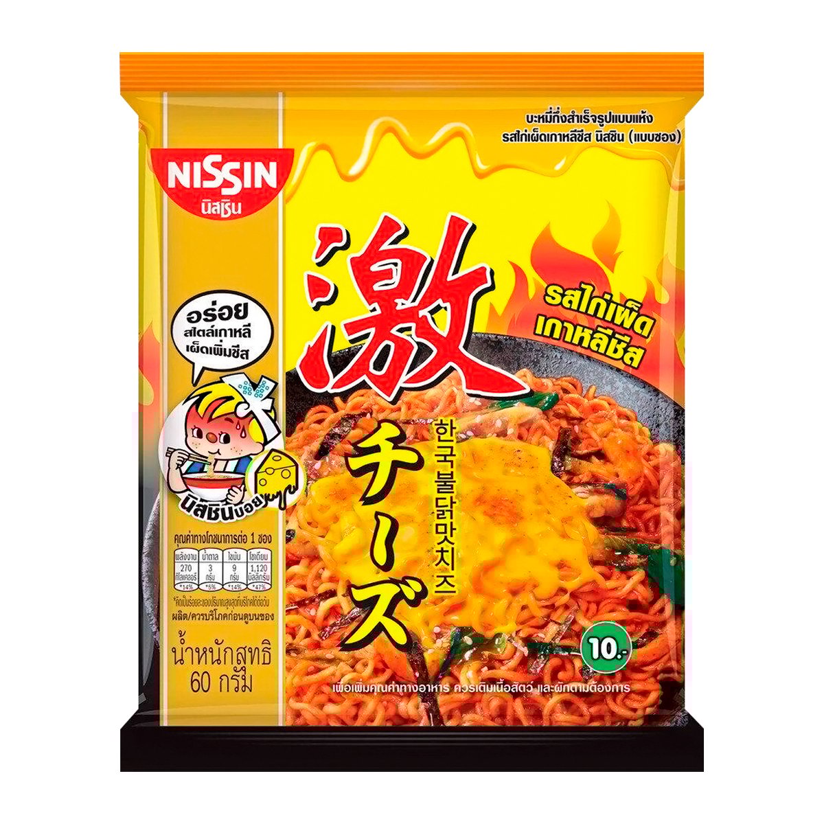 นิสชิน บะหมี่กึ่งสำเร็จรูปแบบแห้ง รสไก่เผ็ดเกาหลีชีส 60 ก. แพ็ค 5_1
