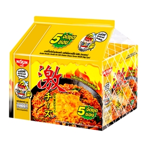 นิสชิน บะหมี่กึ่งสำเร็จรูปแบบแห้ง รสไก่เผ็ดเกาหลีชีส 60 ก. แพ็ค 5_thumbnail