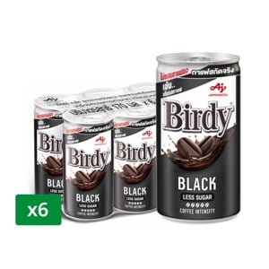 Birdy Black Low Sugar Coffee 170ml. Pack 6