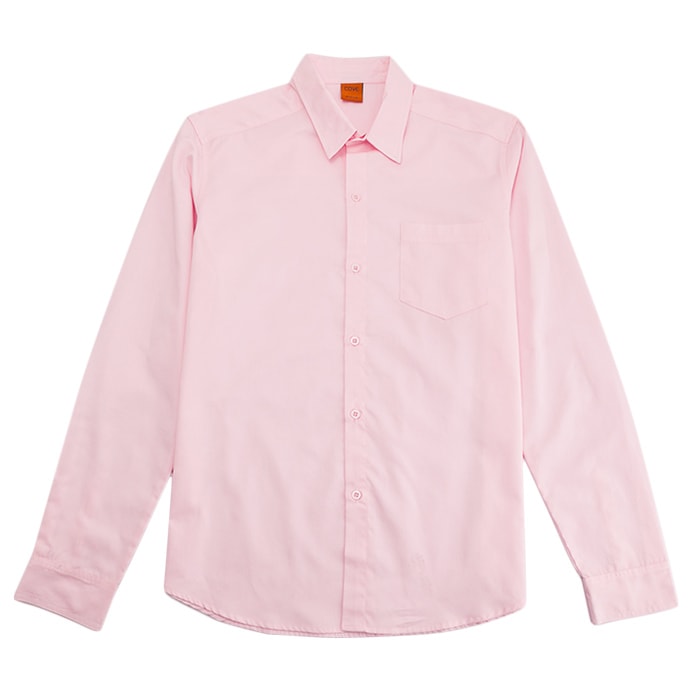 โคฟ เสื้อเชิ้ตแขนยาวสีพื้น สำหรับผู้ชาย สีชมพู