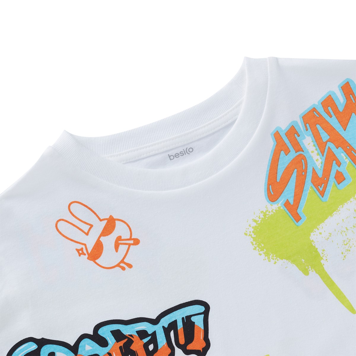 เบสิโค เสื้อยืดคอกลมแขนสั้น พิมพ์ลาย สำหรับเด็กชาย รุ่น FKMG2405LB001 สีขาว_2