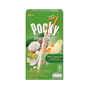 POCKY Crushed Nuts White Chocolate with Coconut Flakes & Cashews 25 g.