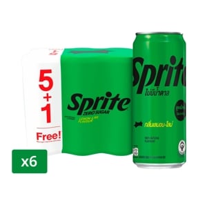 สไปร์ท น้ำอัดลม สูตรไม่มีน้ำตาล 325 มล. x 5+1 ชิ้น
