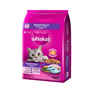 WHISKAS Dry Cat Food for Adult Cats Mackerel Flavor 7 kg.