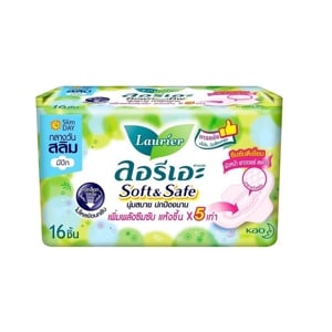 ลอรีเอะ ซอฟท์แอนด์เซฟ สลิม ผ้าอนามัยแบบมีปีก 22 ซม. 16 ชิ้น