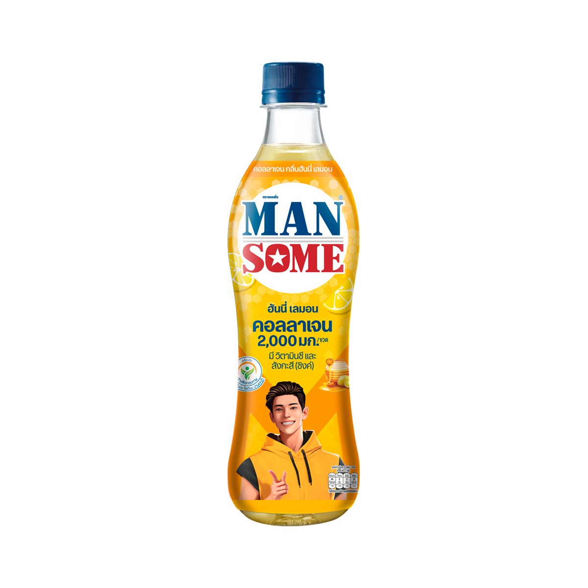 แมนซั่ม น้ำรสองุ่น 10% ผสมคอลลาเจน วิตามินซี และสังกะสี (ซิงค์) กลิ่นฮันนี่ เลมอน 430 มล. แพ็ค 6_2