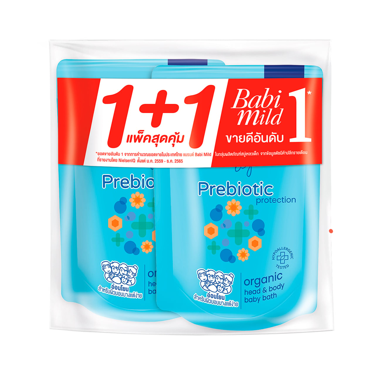 เบบี้มายด์ แอนด์ บียอนด์ พรีไบโอติก โพรเทคชั่น ออร์แกนิก เฮด & บอดี้ เบบี้ บาธ รีฟิล 350 มล. แพ็ค 2 ชิ้น