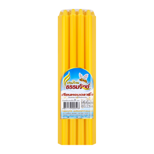 แสงเทียนธรรมวิทย์ เทียนหนักบาท สีเหลือง แพ็ค 9 เล่ม